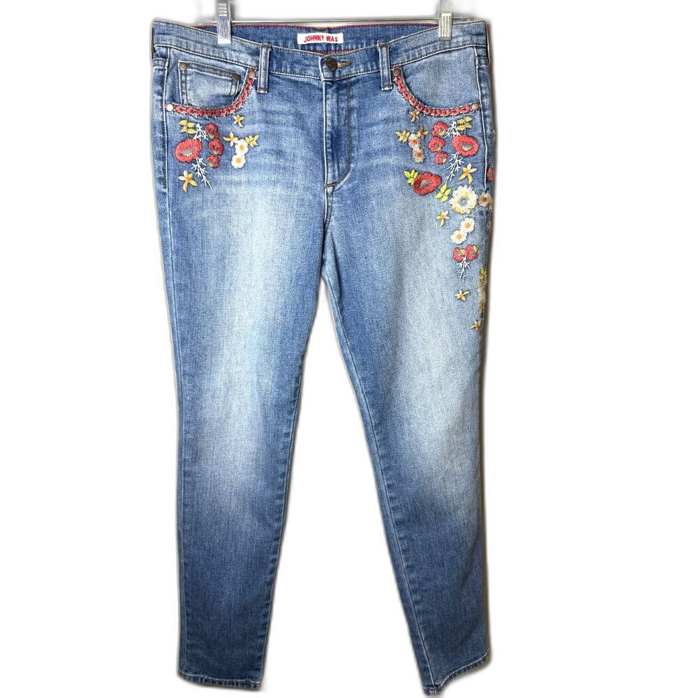 Johnny Was | Women's The Skinny Jean With Floral Embroidery Size 29